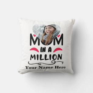 Custom heart photo mom in a million mothers day throw pillow