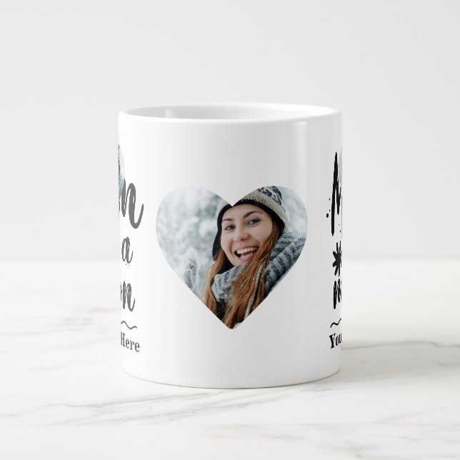 Custom heart photo mom in a million typography large coffee mug (Front)