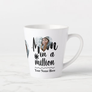 Custom heart photo mom in a million typography latte mug