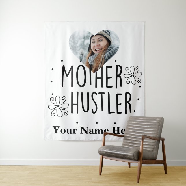 Custom heart photo Mother hustler Tapestry (In Situ)