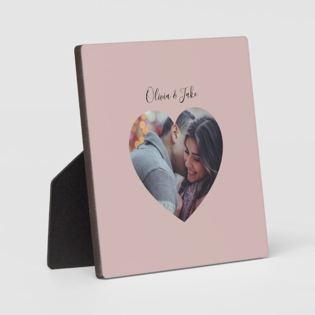 Custom Heart Photo Newlyweds Wedding Gift  Plaque (Front)