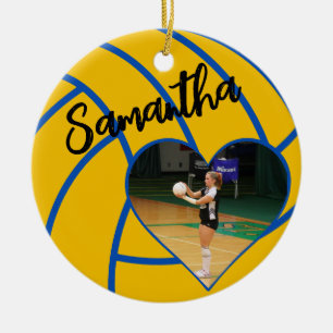 Custom Heart Photo Senior Volleyball Player Ceramic Ornament