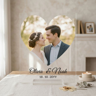 Custom Heart Photo Wedding Personalized Couple Acrylic Sign