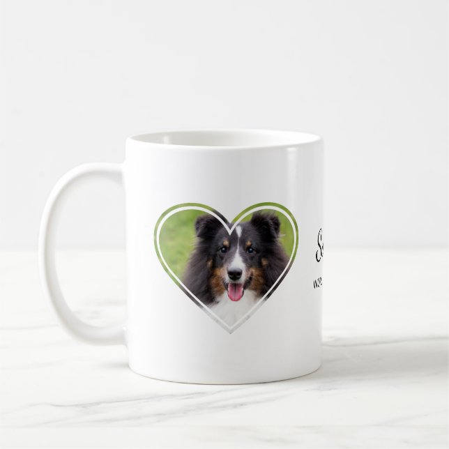 Custom Heart Shape Pet Photos & Personalized Text Coffee Mug (Left)