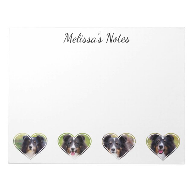 Custom Heart Shape Pet Photos & Personalized Text Notepad (Front)