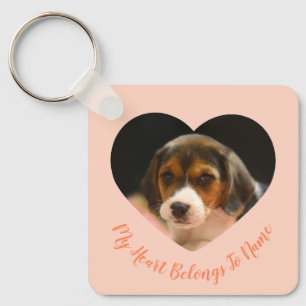 Custom Heart-Shaped Pet Photo & Name Keychain