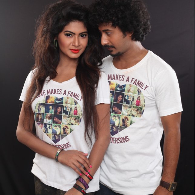 Custom heart Shaped Photo collage template T-Shirt (Creator Uploaded)