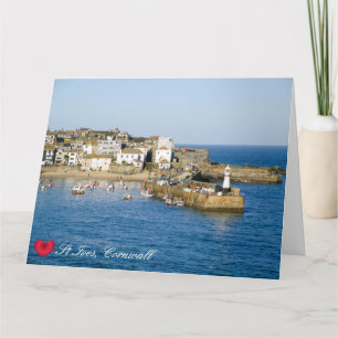 Custom Heart St Ives Harbor Pier Cornwall Photo Card