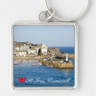 Custom Heart St Ives Harbor Pier Cornwall Photo Keychain