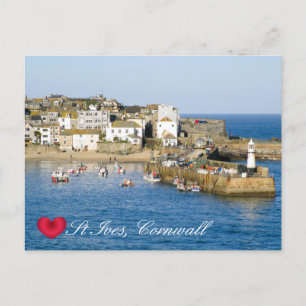 Custom Heart St Ives Harbour Pier Cornwall Photo Holiday Postcard
