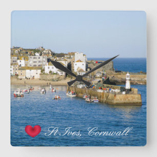 Custom Heart St Ives Harbour Pier Cornwall Photo Square Wall Clock