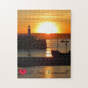 Custom Heart St Ives Harbour Sun Cornwall Photo Jigsaw Puzzle