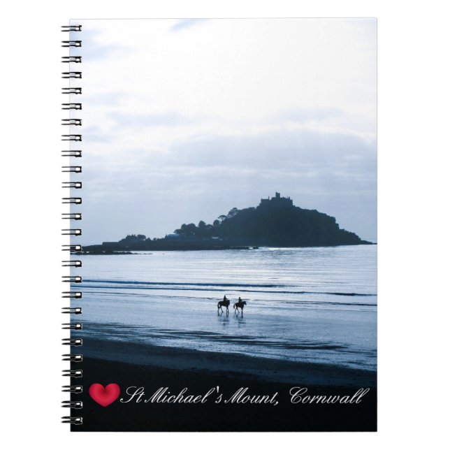 Custom Heart St Michaels Mount Cornwall + Horses Notebook (Front)