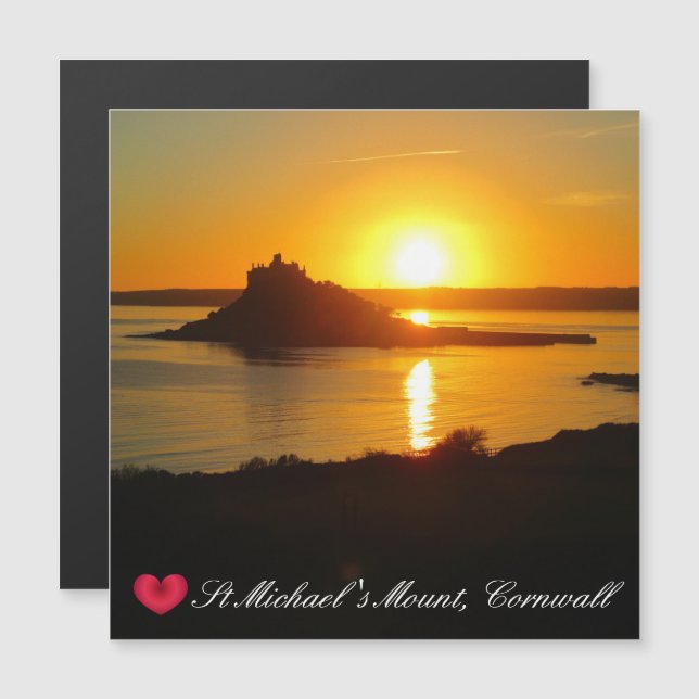 Custom Heart St Michaels Mount Cornwall Sunset (Front/Back)