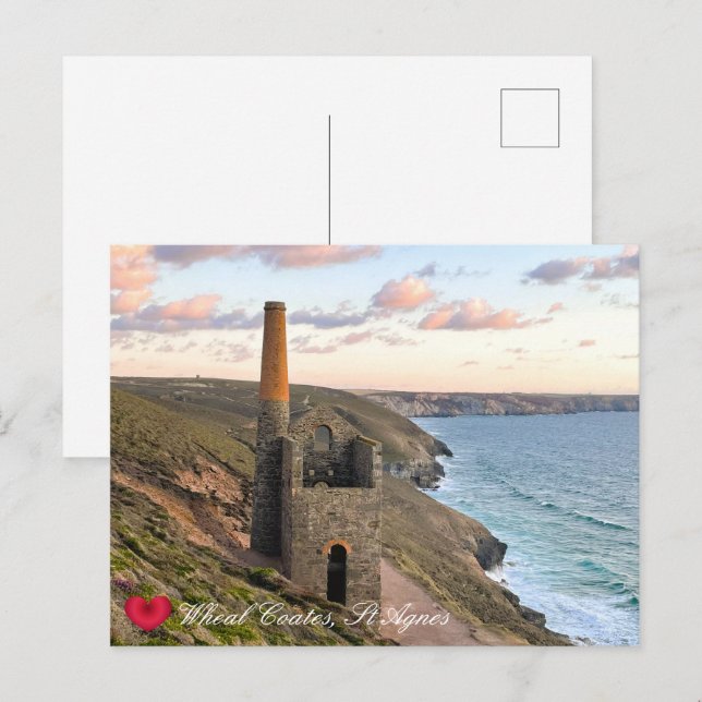 Custom Heart Wheal Coates St Agnes Cornwall Photo Holiday Postcard (Front/Back)