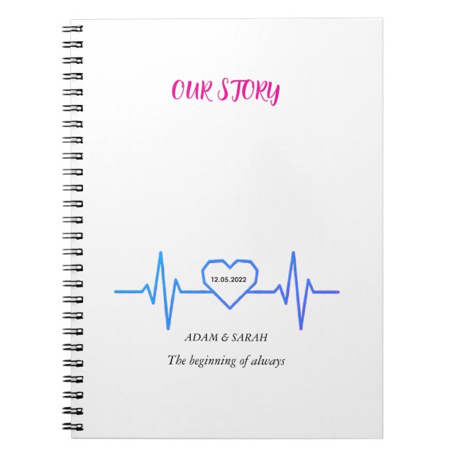 Custom Heartbeat Photo Notebook - Personalized Dat (Front)
