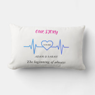 Custom Heartbeat Throw Pillow - Personalized Anniv