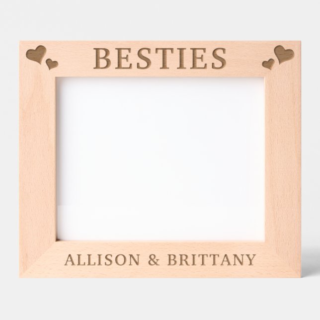 Custom Hearts Besties Friendship Etched Frames (Front)