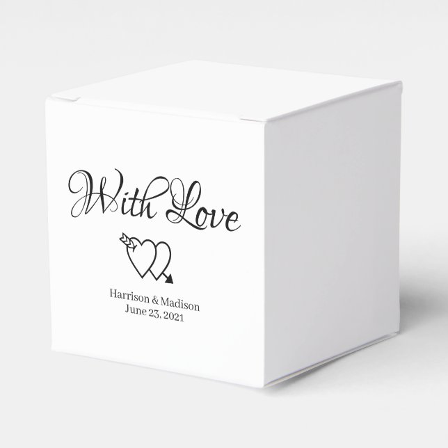 Custom hearts black white Wedding gift Favor Box (Front Side)
