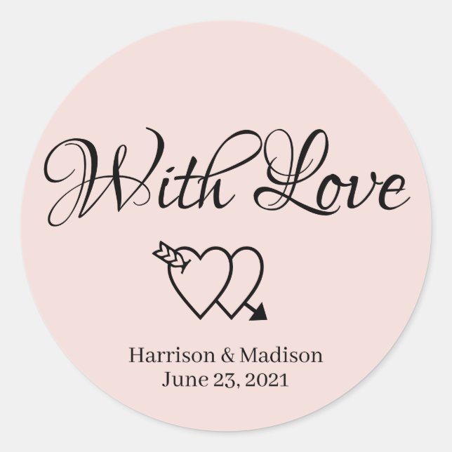Custom hearts blush Wedding gift favour stickers (Front)