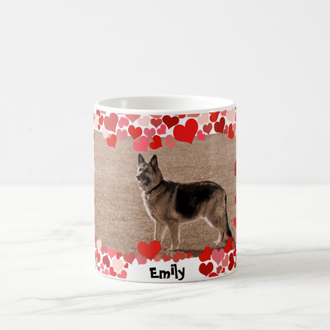 Custom Hearts German Shepherd Photo Mug (Center)