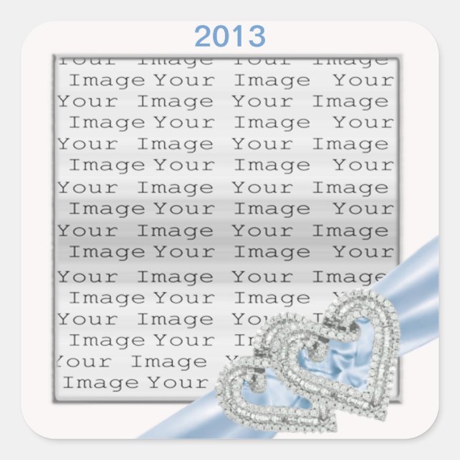 Custom Hearts Ice Blue Ribbon Stickers (Front)