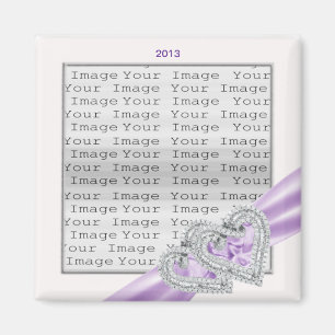 Custom Hearts Lavender Ribbon Magnet