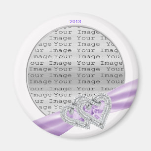 Custom Hearts Lavender Ribbon Magnet