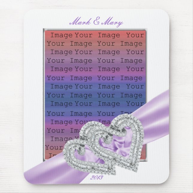 Custom Hearts Lavender Ribbon Mouse Pad (Front)