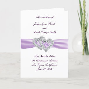 Custom Hearts Lavender Ribbon Program Card