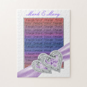 Custom Hearts Lavender Ribbon Puzzle