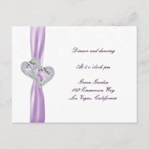 Custom Hearts Lavender Ribbon Reception Card
