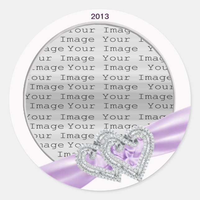 Custom Hearts Lavender Ribbon Stickers (Front)