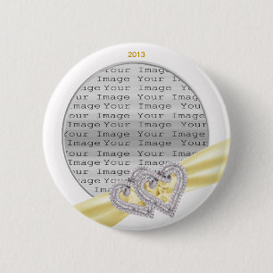 Custom Hearts Lemon Ribbon Button
