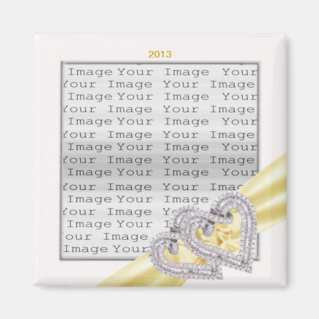 Custom Hearts Lemon Ribbon Magnet (Front)