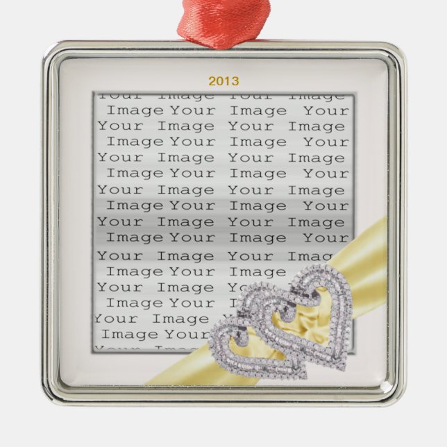 Custom Hearts Lemon  Ribbon Ornament (Front)