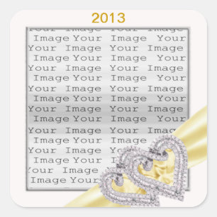 Custom Hearts Lemon Ribbon Stickers