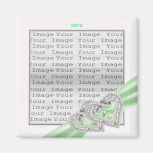 Custom Hearts Lime Ribbon Magnet