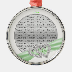 Custom Hearts Lime  Ribbon Ornament