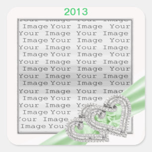 Custom Hearts Lime Ribbon Stickers