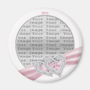 Custom Hearts Pastel Pink Ribbon Magnet