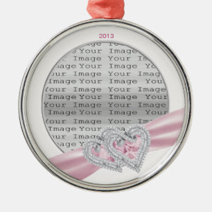 Custom Hearts Pastel Pink Ribbon Ornament