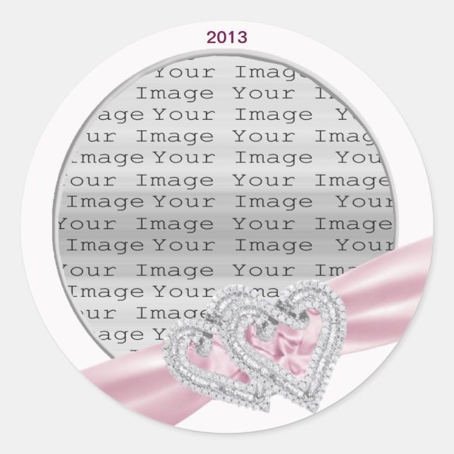 Custom Hearts Pastel Pink Ribbon Stickers (Front)