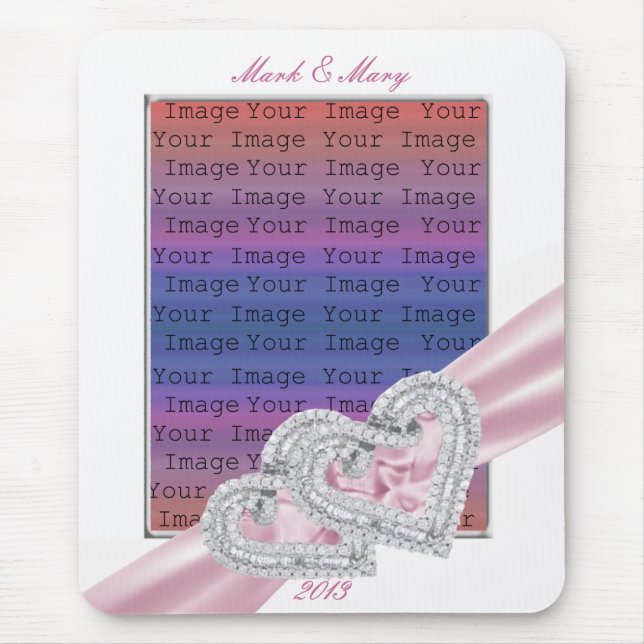 Custom Hearts Patel Pink Ribbon Mouse Pad (Front)