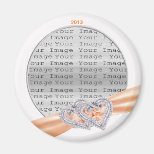 Custom Hearts Tangerine Ribbon Magnet