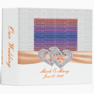 Custom Hearts Tangerine Ribbon Photo Binder