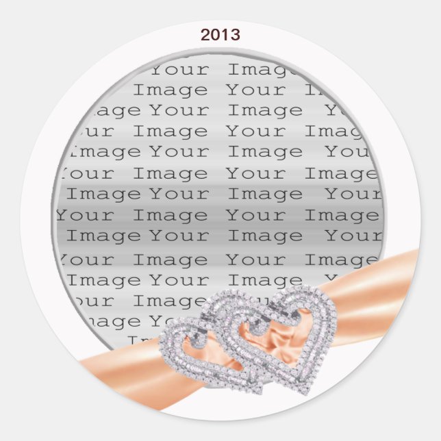 Custom Hearts Tangerine Ribbon Stickers (Front)