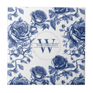 Custom Heirloom Rose Collection Blue Rose  Tile