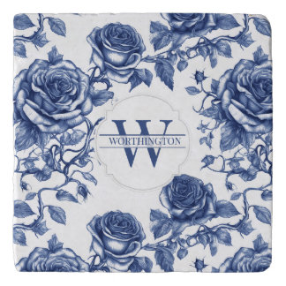 Custom Heirloom Rose Collection Blue Rose  Trivet