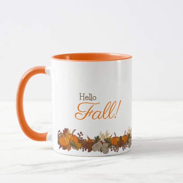 Custom Hello Fall Season Coffee Mug  (Left)